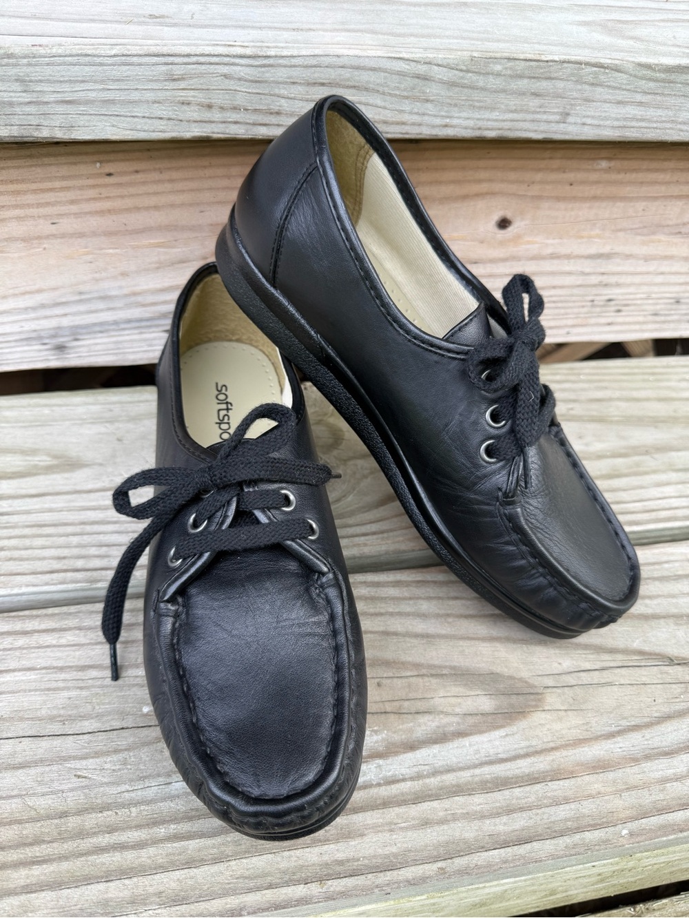 Softspots Anni Lo Leather Lace Up Oxford Moc Toe Arch Support SZ 9 Wide Comfort